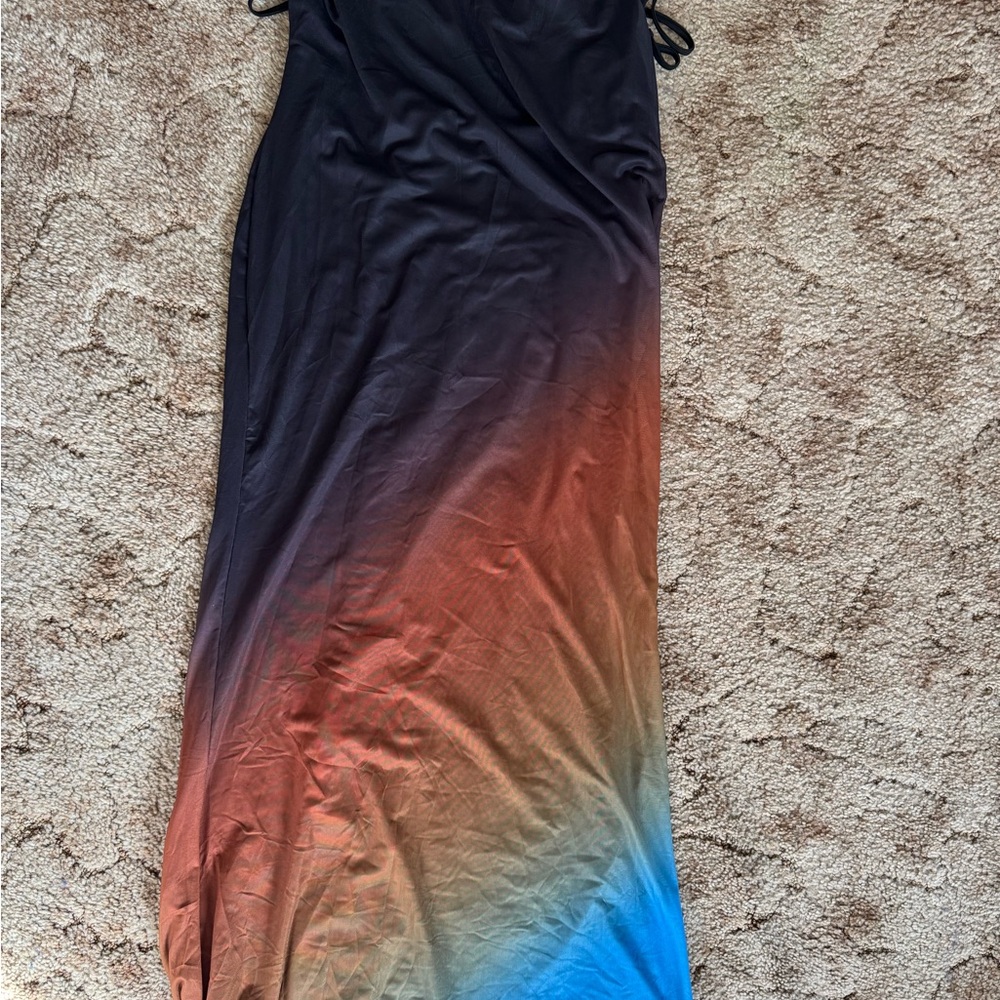 Gradient Maxi Dress with Tie Straps